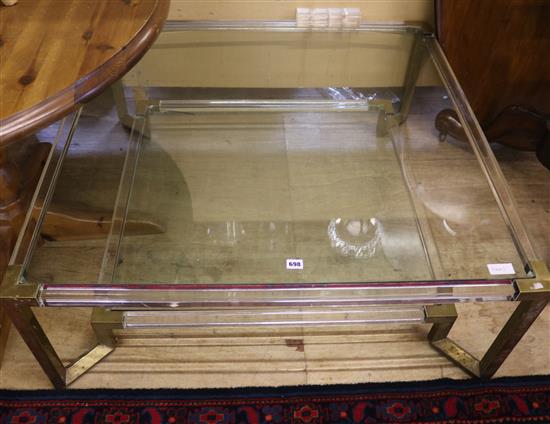 1970s brass, perspex and glass coffee table